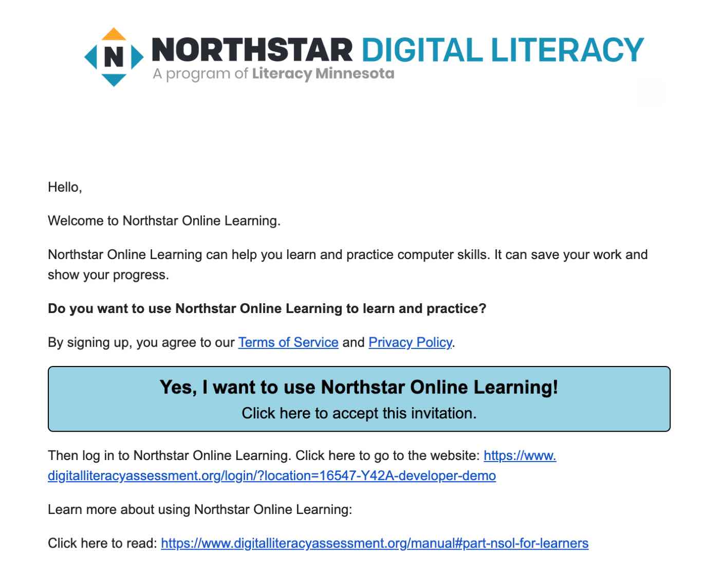 An email that contains a link to confirm the membership